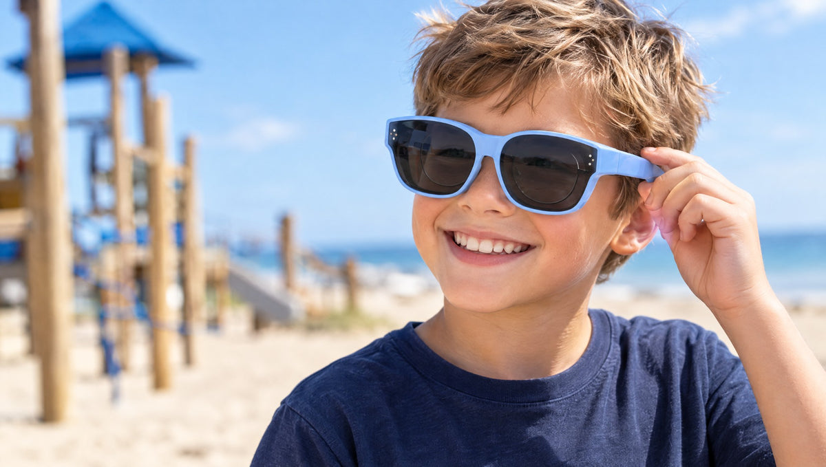 Glarex fit-over sunglasses worn over prescription glasses